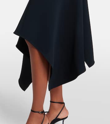 Vestido midi asimétrico de cady drapeado | Victoria Beckham