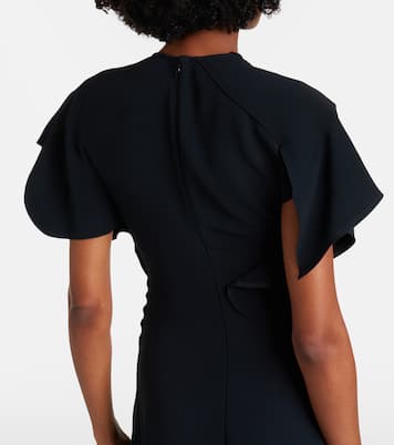 Vestido midi asimétrico de cady drapeado | Victoria Beckham