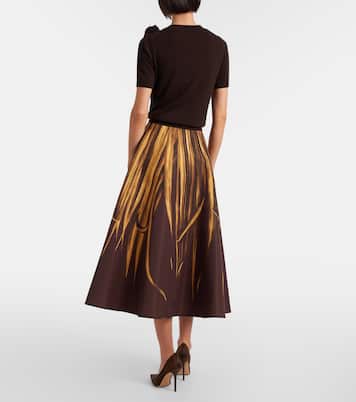 Printed faille midi skirt | Oscar de la Renta
