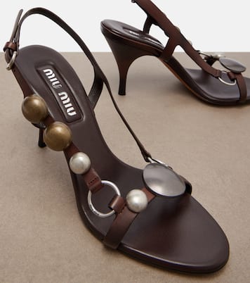 Embellished leather sandals | Miu Miu