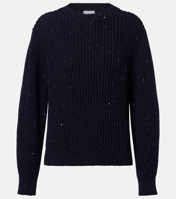 Sequined cashmere and wool-blend sweater | Brunello Cucinelli