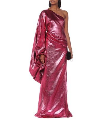 Metallic asymmetric gown | Halpern