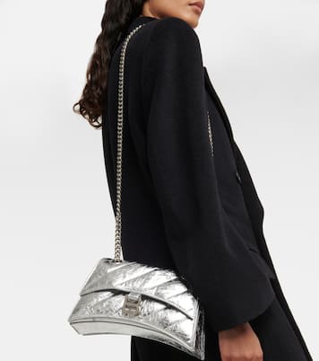 Schultertasche Crush Small aus Metallic-Leder | Balenciaga