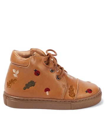 Embroidered lace-up leather shoes | Petit Nord