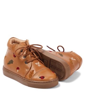 Embroidered lace-up leather shoes | Petit Nord