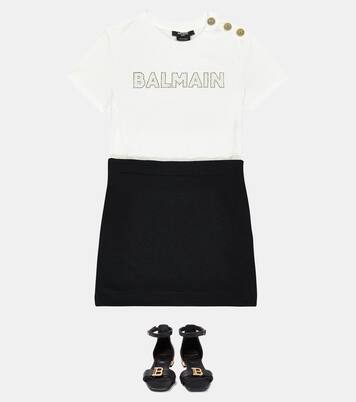 Logo cotton jersey dress | Balmain Kids