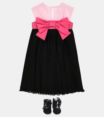 Bow-trimmed suede ballet flats | Monnalisa