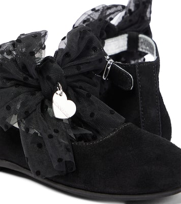 Bow-trimmed suede ballet flats | Monnalisa