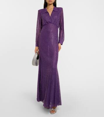 Verziertes Maxikleid aus Mesh | Self-Portrait