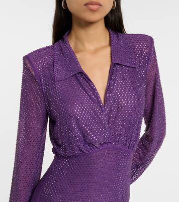 Verziertes Maxikleid aus Mesh | Self-Portrait