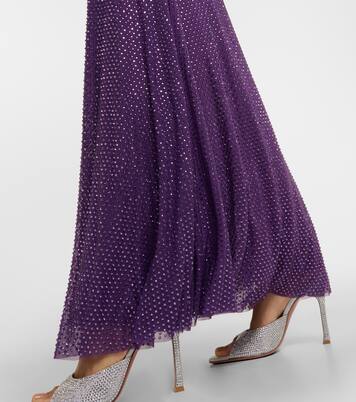 Verziertes Maxikleid aus Mesh | Self-Portrait