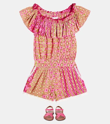 Bella floral off-shoulder playsuit | Poupette St Barth Kids