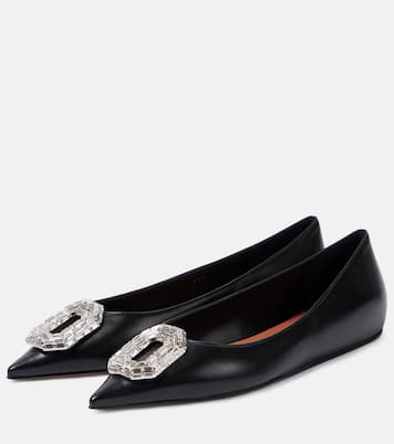 Verzierte Ballerinas Camelia aus Leder | Amina Muaddi