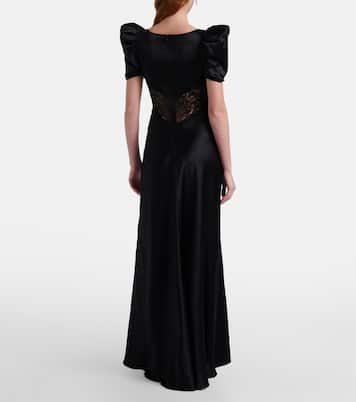 Abito lungo in charmeuse di seta e pizzo | Rodarte