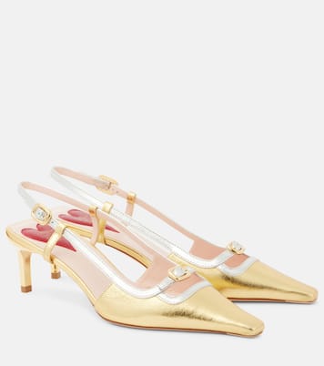 Viv' Canard metallic leather slingback pumps | Roger Vivier