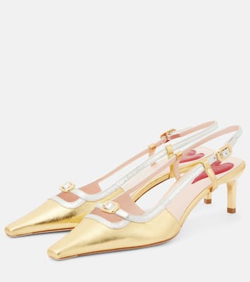 Viv' Canard metallic leather slingback pumps | Roger Vivier