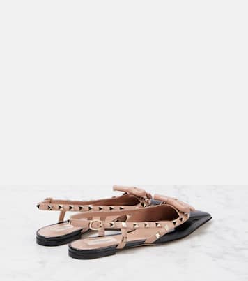 Rockstud Bow patent leather slingback flats | Valentino Garavani