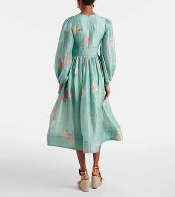 Midikleid Illuminate aus Leinen und Seide | Zimmermann