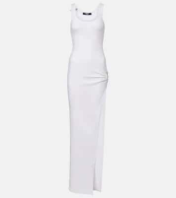 Safety Pin draped cotton-blend maxi dress | Versace