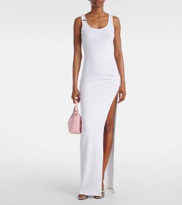 Safety Pin draped cotton-blend maxi dress | Versace
