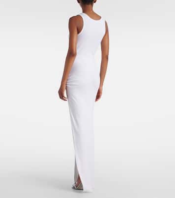 Safety Pin draped cotton-blend maxi dress | Versace