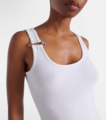 Safety Pin draped cotton-blend maxi dress | Versace