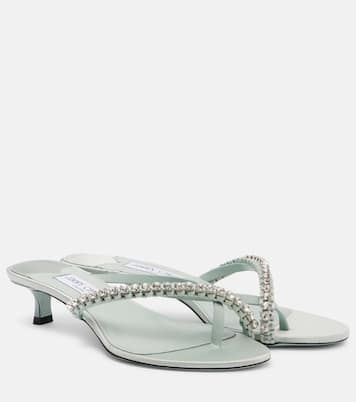 Dila 35 leather and satin thong sandals | Jimmy Choo