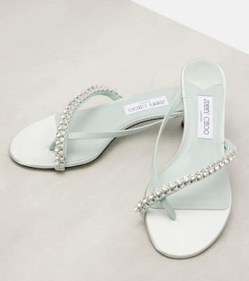 Dila 35 leather and satin thong sandals | Jimmy Choo