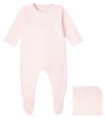 Baby logo cotton onesie and blanket set | Chloé Kids