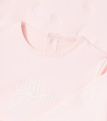 Baby logo cotton onesie and blanket set | Chloé Kids