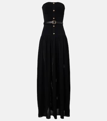 Belted knitted strapless maxidress | Self-Portrait