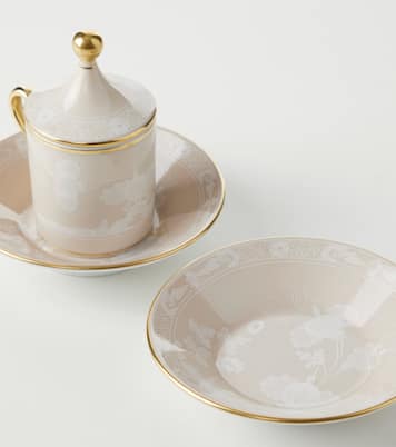 Oriente Italiano set of 2 coffee cups, covers, and saucers | Ginori 1735