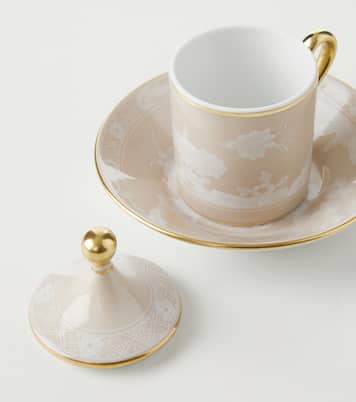 Oriente Italiano set of 2 coffee cups, covers, and saucers | Ginori 1735