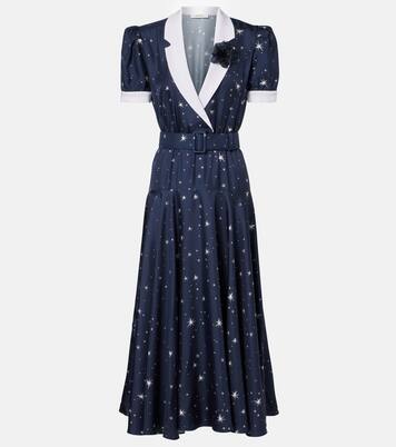 Abito midi in twill di seta con stampa | Rodarte