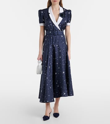 Abito midi in twill di seta con stampa | Rodarte