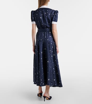 Abito midi in twill di seta con stampa | Rodarte