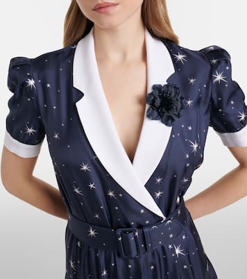 Abito midi in twill di seta con stampa | Rodarte