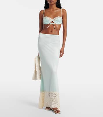 Natalia lace-trimmed satin slip skirt | Montce