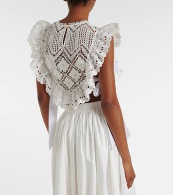 Crop top de croché con volantes | Self-Portrait