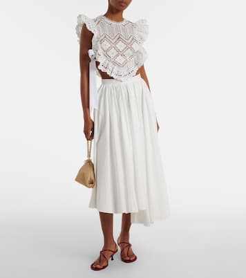 Crop top de croché con volantes | Self-Portrait