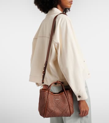 Marin Small leather-trimmed top-handle bag | Max Mara