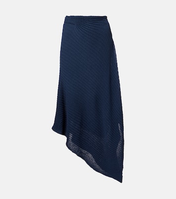 Draped knitted cotton-blend midi skirt | Victoria Beckham