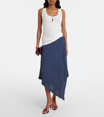 Draped knitted cotton-blend midi skirt | Victoria Beckham