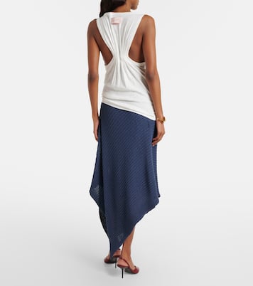 Draped knitted cotton-blend midi skirt | Victoria Beckham