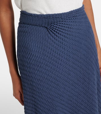 Draped knitted cotton-blend midi skirt | Victoria Beckham