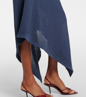 Draped knitted cotton-blend midi skirt | Victoria Beckham