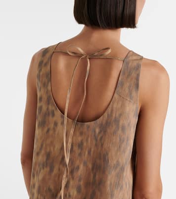 荷叶边印花棉质迷你连衣裙 | Ganni