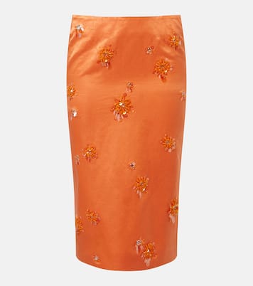 Embellished linen and silk slip skirt | Shushu/Tong