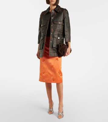 Embellished linen and silk slip skirt | Shushu/Tong