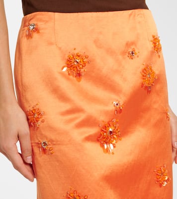 Embellished linen and silk slip skirt | Shushu/Tong